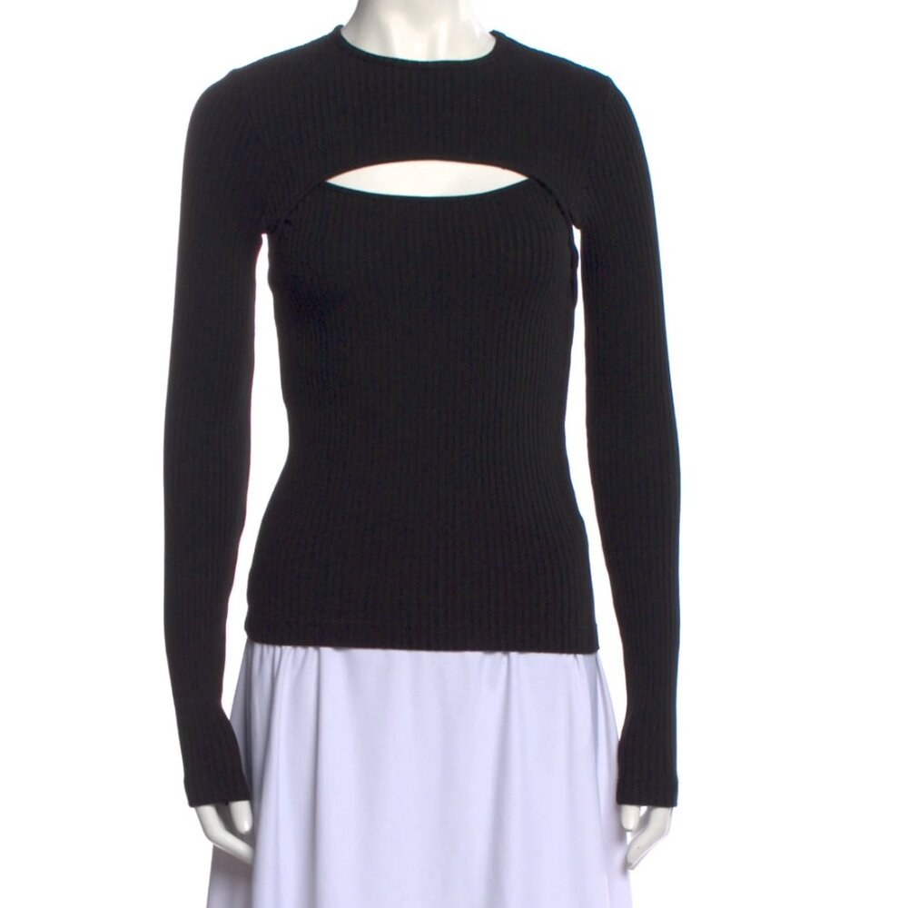 AGOLDE Black Long Sleeve Cutout Top